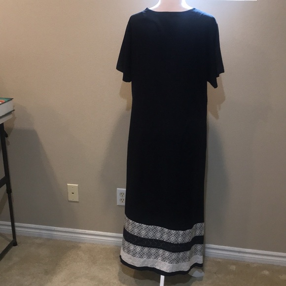 National, since 1952, Black & White Maxi Geometric  Lace Hem Side Pockets-L - Picture 6 of 14